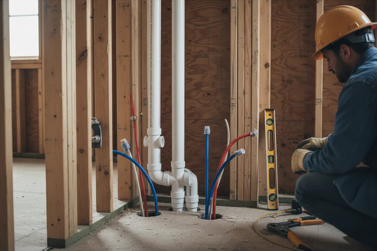 Drain and supply rough-in during Toilet Repair and Installation in Baytown